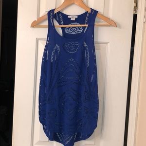 Fun patterned blue tank top